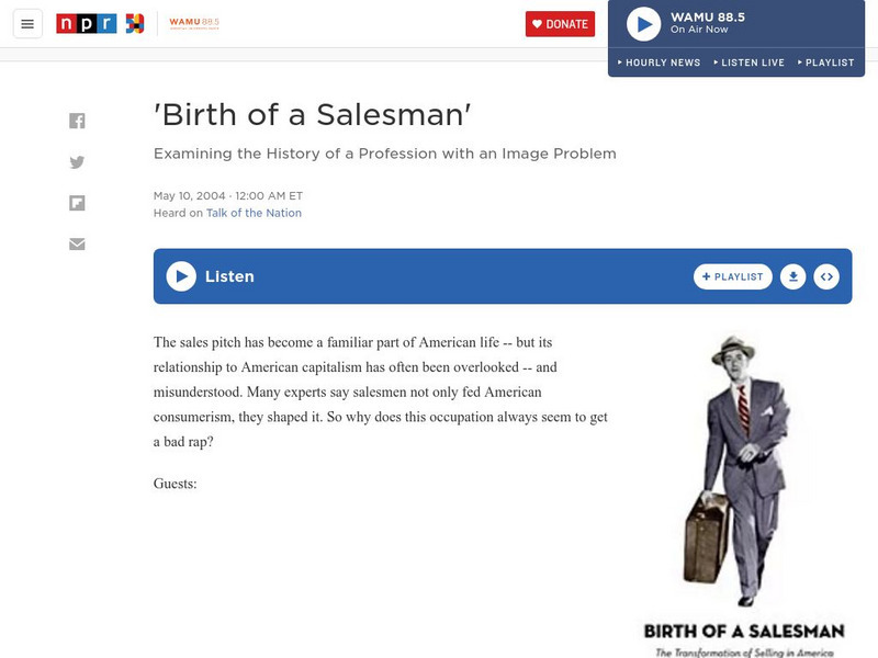 Npr: Talk of the Nation: 'Birth of a Salesman' Audio Npr: Talk of the Nation: 'Birth of a Salesman' Audio