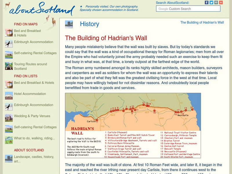 About Scotland: Hadrian's Wall Website
