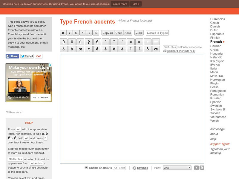 Type Any Text With French Accents Activity
