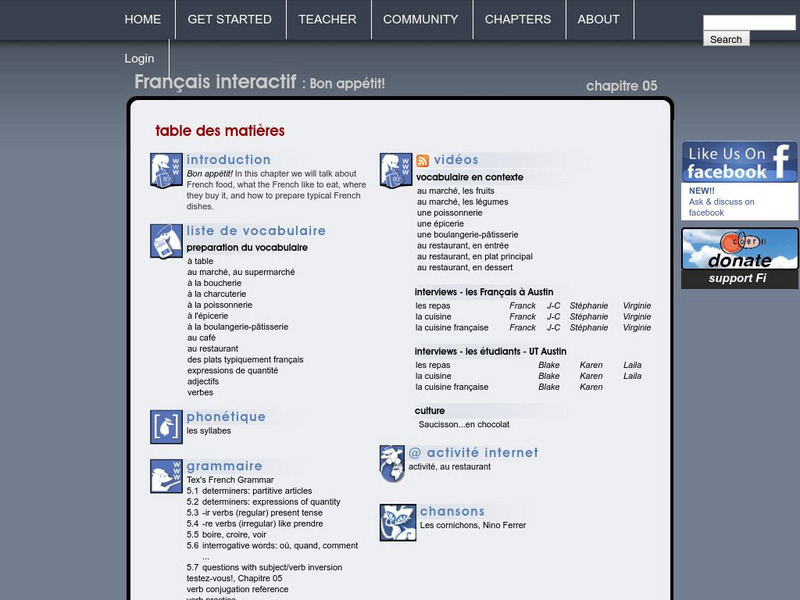 University of Texas: Francais Interactif Bon Appetit! Activity University of Texas: Francais Interactif Bon Appetit! Activity