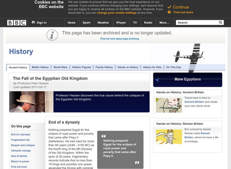 Bbc History: Ancient History: Egyptians: Fall of the Egyptian Old Kingdom Article Bbc History: Ancient History: Egyptians: Fall of the Egyptian Old Kingdom Article