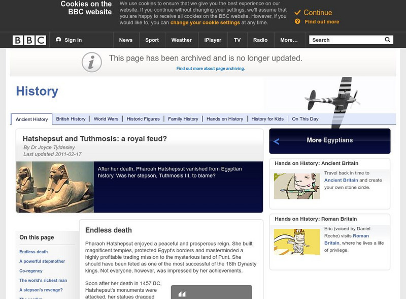 Bbc History: Ancient History: Egyptians: Hatshepsut and Tuthmosis: A Royal Feud? Handout Bbc History: Ancient History: Egyptians: Hatshepsut and Tuthmosis: A Royal Feud? Handout