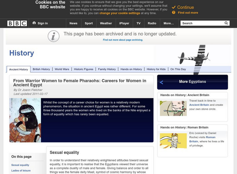 Bbc: Careers for Women in Ancient Egypt Website Bbc: Careers for Women in Ancient Egypt Website