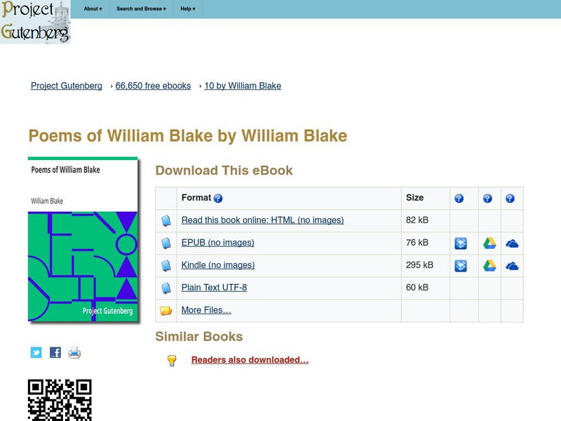 Project Gutenberg: Poems of William Blake by William Blake eBook Project Gutenberg: Poems of William Blake by William Blake eBook