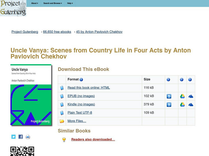 Project Gutenberg: Uncle Vanya: Scenes From Country Life in Four Acts eBook Project Gutenberg: Uncle Vanya: Scenes From Country Life in Four Acts eBook