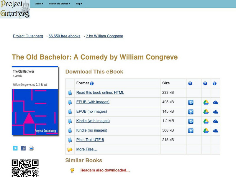 Project Gutenberg: The Old Bachelor: A Comedy by William Congreve eBook Project Gutenberg: The Old Bachelor: A Comedy by William Congreve eBook