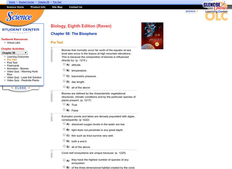 Glencoe: Biology: Biosphere Unknown Type Glencoe: Biology: Biosphere Unknown Type