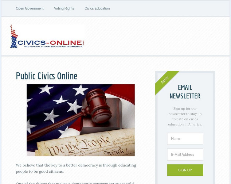 Civics Online: (Re)envisioning the Democratic Community Website Civics Online: (Re)envisioning the Democratic Community Website