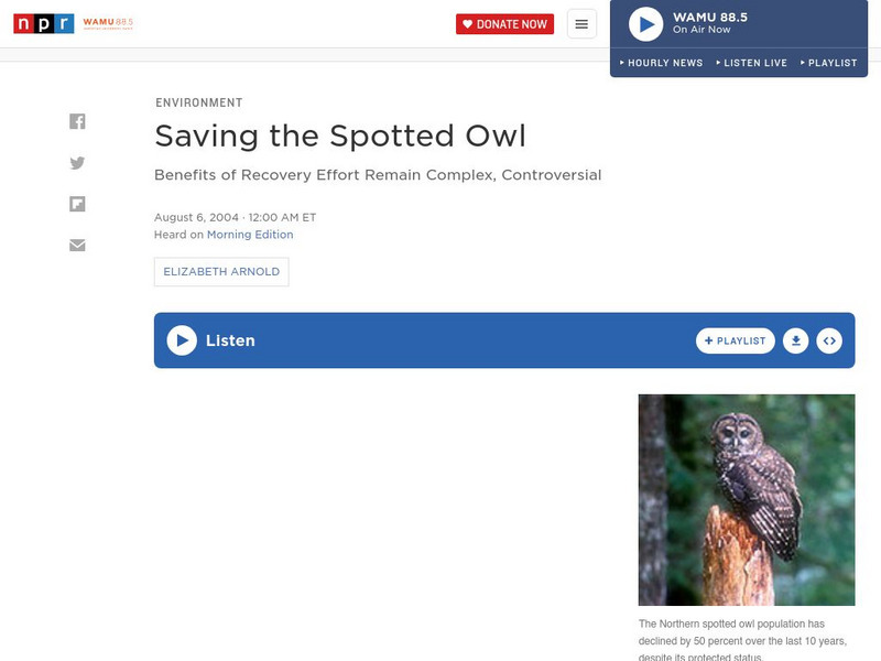Npr: Saving the Spotted Owl Audio Npr: Saving the Spotted Owl Audio