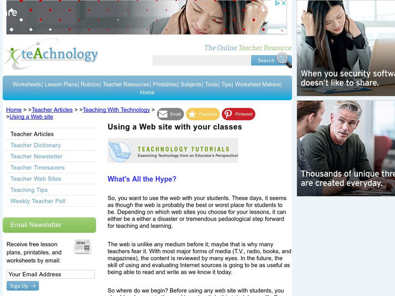 Teachnology: Using a Web Site With Your Class Website