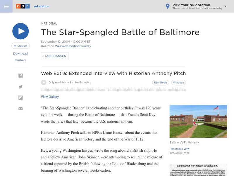 Npr: The Star Spangled Battle of Baltimore Audio