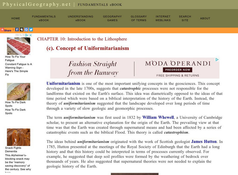 Physical geography.net: Concept of Uniformitarianism Website Physical geography.net: Concept of Uniformitarianism Website