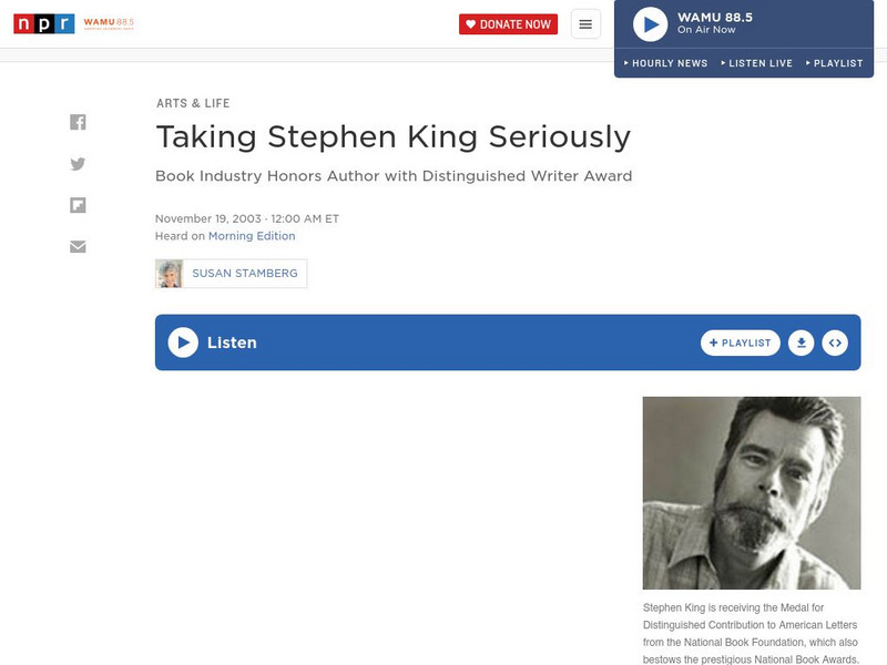 Npr: Taking Stephen King Seriously Website Npr: Taking Stephen King Seriously Website