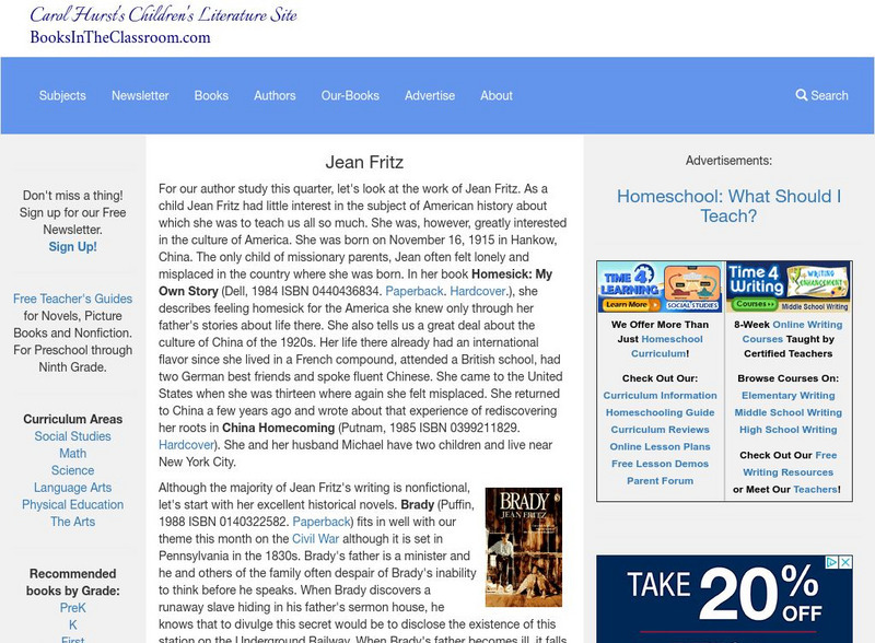 Carol Hurst's Children's Literature Site: Jean Fritz Website Carol Hurst's Children's Literature Site: Jean Fritz Website