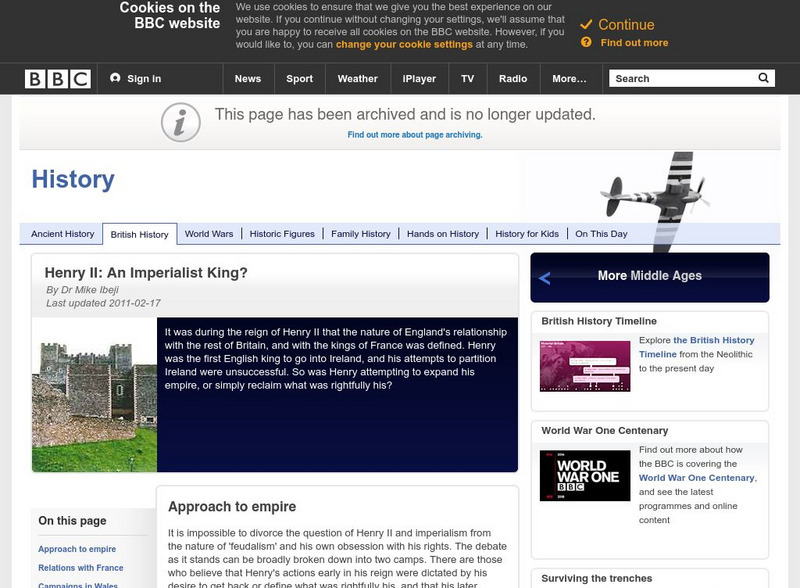 Bbc History: British History: Middle Ages: Henry Ii: An Imperialist King? Handout Bbc History: British History: Middle Ages: Henry Ii: An Imperialist King? Handout