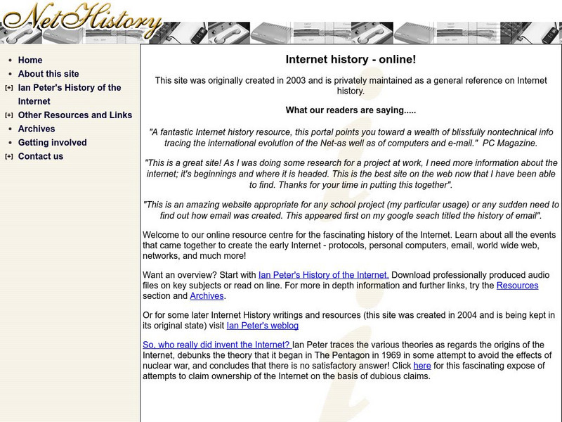 Net History: Resource Centre for Internet History Handout Net History: Resource Centre for Internet History Handout