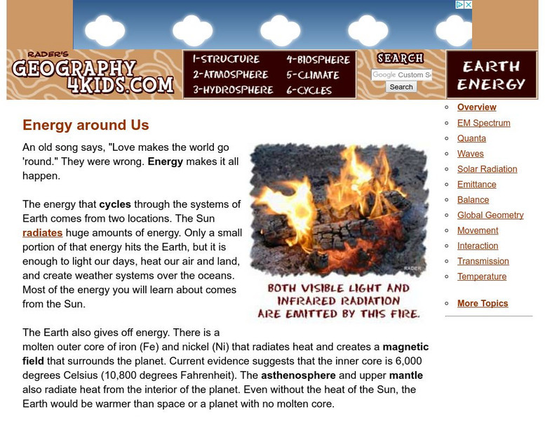 Geography4 Kids: Earth Energy Handout