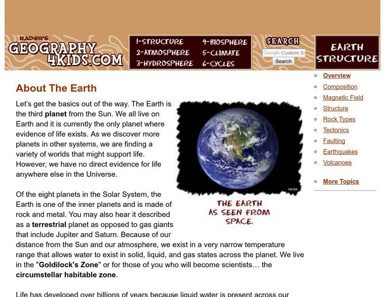Geography4 kids.com: Earth Structure Unit Plan Geography4 kids.com: Earth Structure Unit Plan