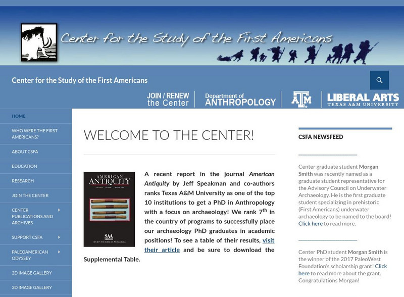 Center for the Study of the First Americans Website Center for the Study of the First Americans Website