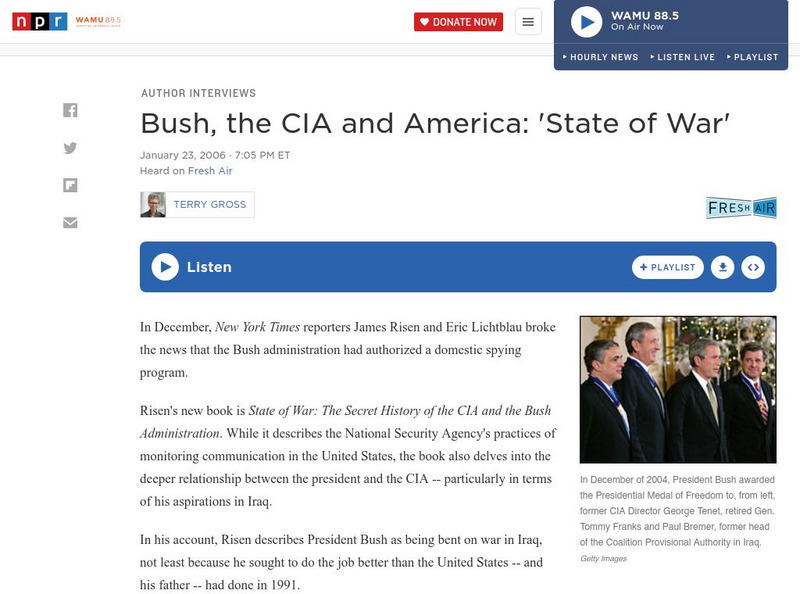 Npr: Bush,the Cia and America 'State of War' Audio