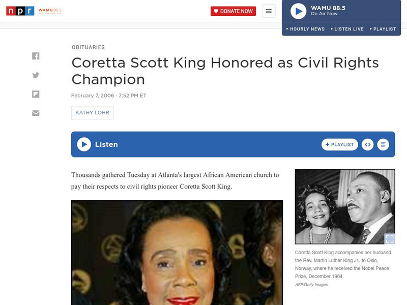Npr: Coretta Scott King Dies at 78 Audio Npr: Coretta Scott King Dies at 78 Audio