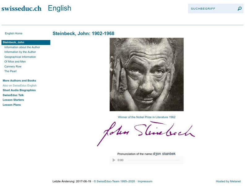 Steinbeck, John: 1902 1968 Graphic Steinbeck, John: 1902 1968 Graphic