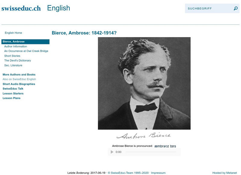 Swiss Educ: "Occurrence at Owl Creek Bridge" Unit Plan Swiss Educ: "Occurrence at Owl Creek Bridge" Unit Plan