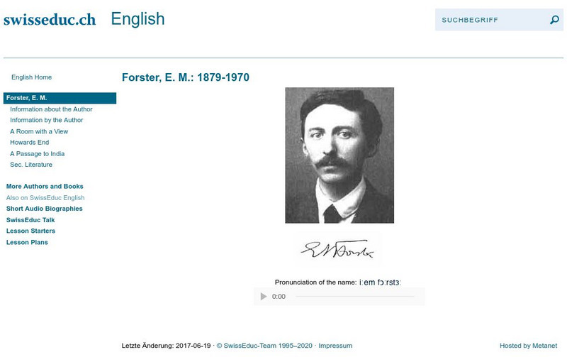 Swiss Educ: Forster, E. M. Graphic Swiss Educ: Forster, E. M. Graphic