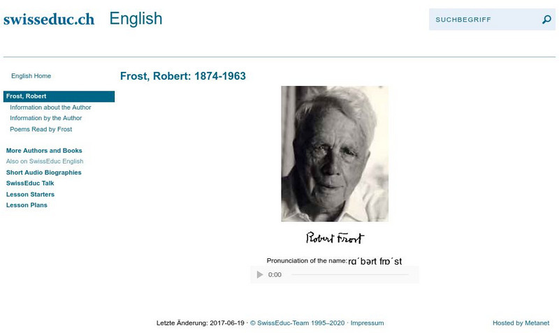 Swiss Educ: Frost, Robert Unit Plan Swiss Educ: Frost, Robert Unit Plan