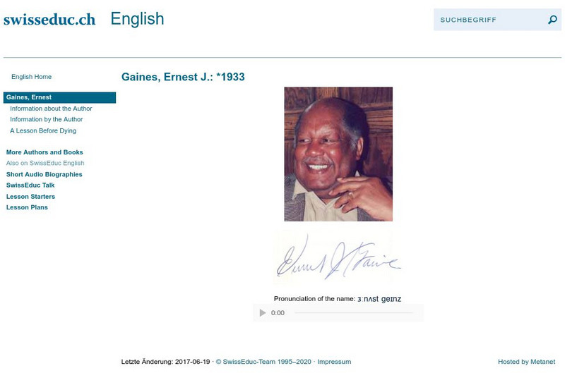 Swiss Educ: Gaines, Ernest J. Website Swiss Educ: Gaines, Ernest J. Website