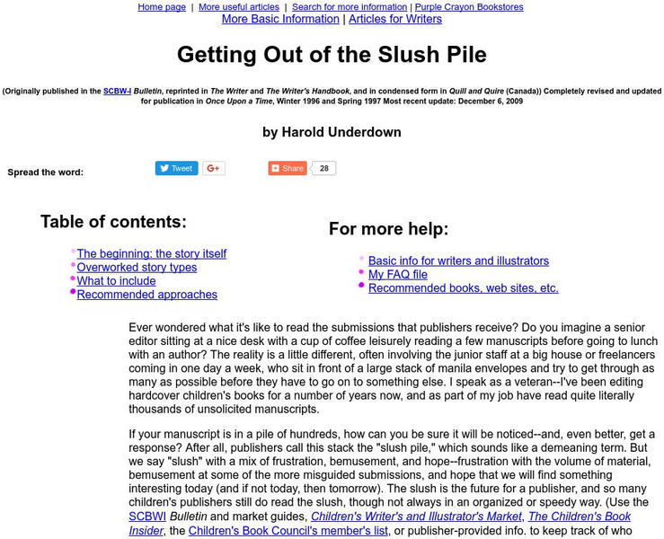 The Purple Crayon: Getting It Out of the "Slush Pile" Activity The Purple Crayon: Getting It Out of the "Slush Pile" Activity