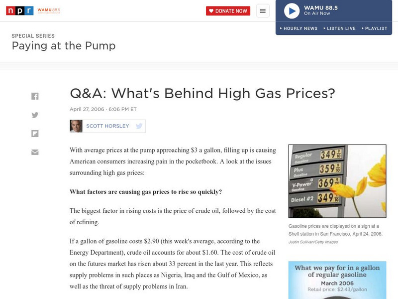 Npr: What's Behind High Gas Prices? Article Npr: What's Behind High Gas Prices? Article