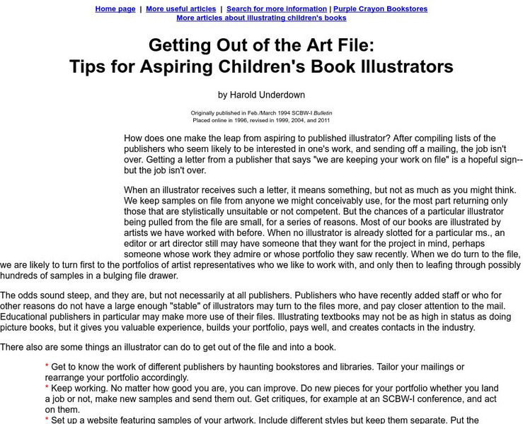 Getting Out of the Art File: Tips for Book Illustrators Activity Getting Out of the Art File: Tips for Book Illustrators Activity
