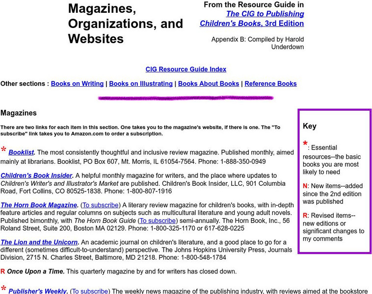 The Purple Crayon: Children's Magazines, Orgs, Websites Unit Plan The Purple Crayon: Children's Magazines, Orgs, Websites Unit Plan