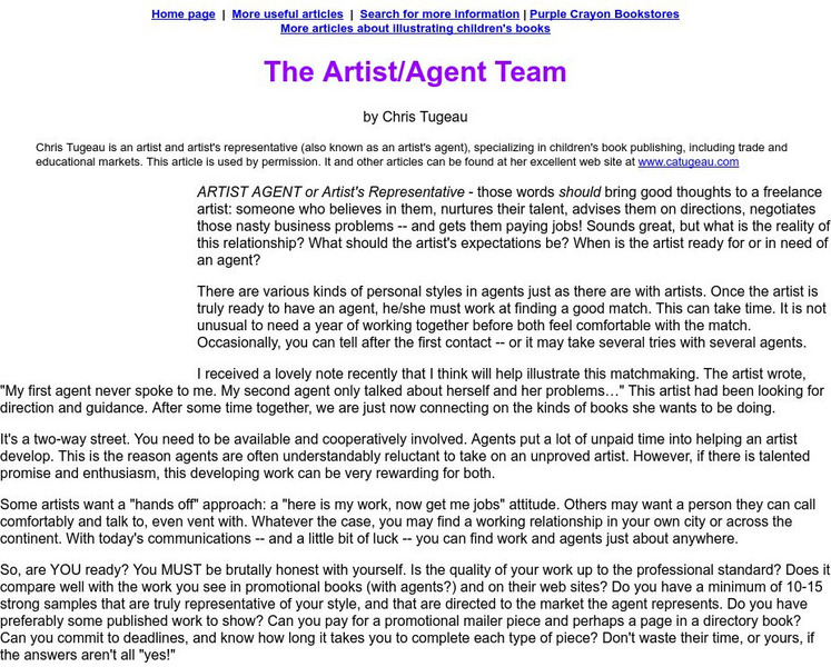 Publishing: The Artist/ Agent Team Activity Publishing: The Artist/ Agent Team Activity