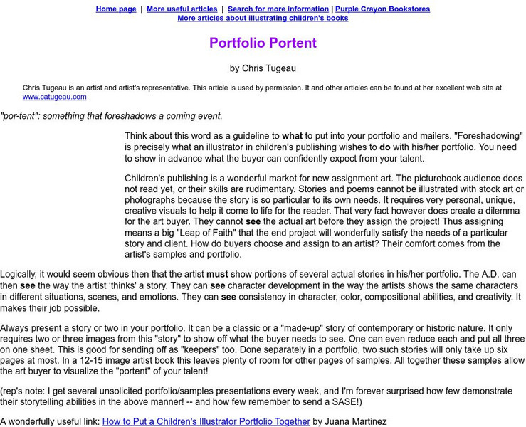 Publishing for Illustrators: Portfolio Portent Activity Publishing for Illustrators: Portfolio Portent Activity