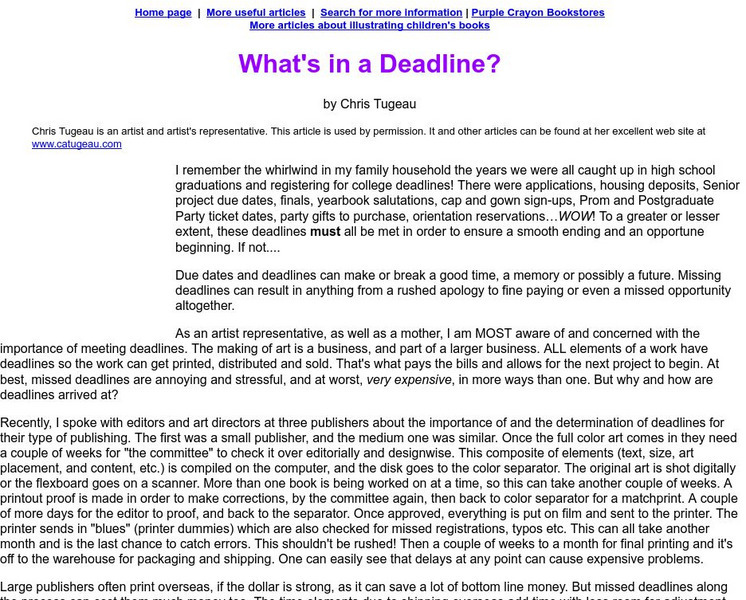 Publishing: What's in a Deadline? Activity Publishing: What's in a Deadline? Activity