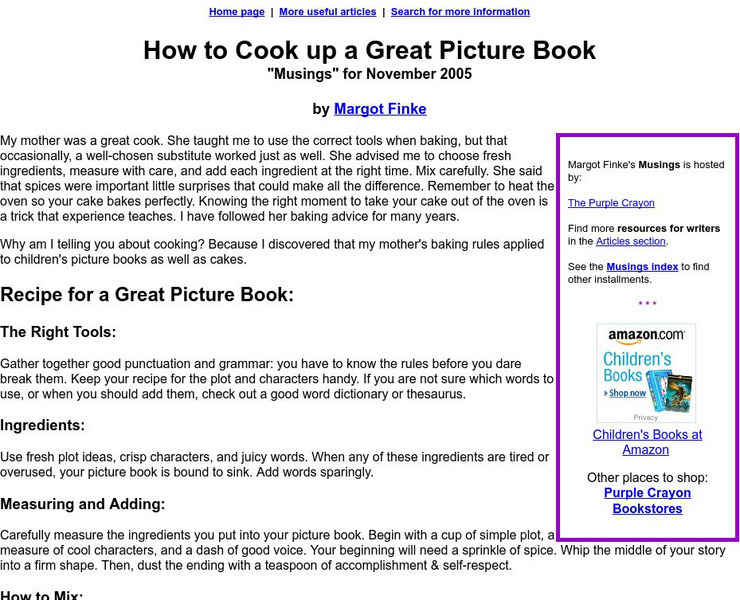 The Purple Crayon: How to "Cook Up" a Great Picture Book Activity The Purple Crayon: How to "Cook Up" a Great Picture Book Activity