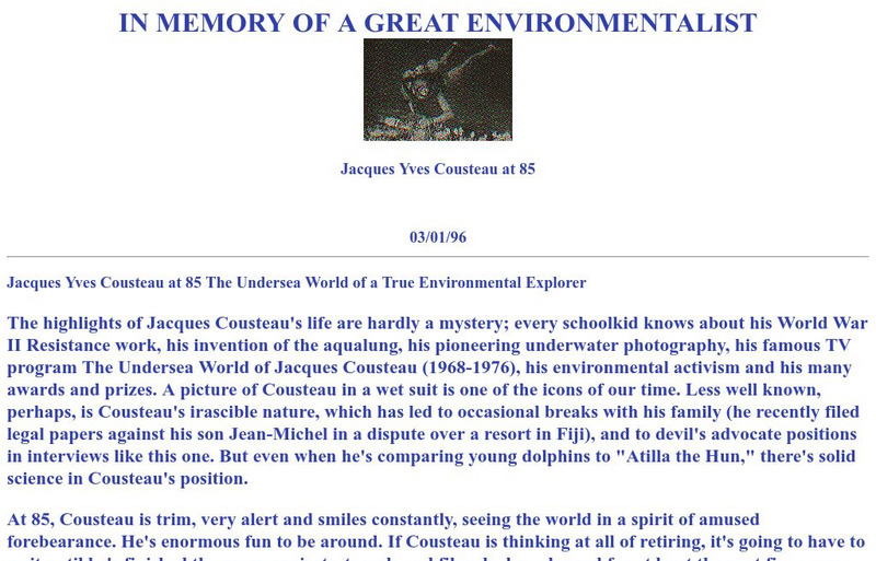 In Memory of a Great Environmentalist Website In Memory of a Great Environmentalist Website