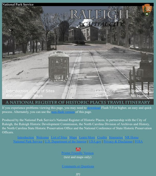 National Park Service: Raleigh, North Carolina: Discover Our Shared Heritage Website National Park Service: Raleigh, North Carolina: Discover Our Shared Heritage Website