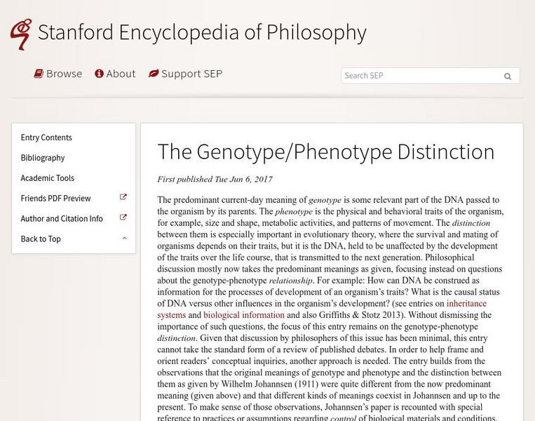 The Genotype/phenotype Distinction Handout The Genotype/phenotype Distinction Handout