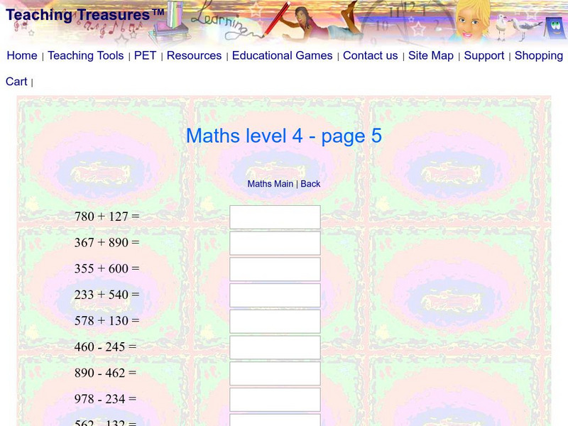 Teaching Treasures: Year Four Math (Page 5) Activity Teaching Treasures: Year Four Math (Page 5) Activity
