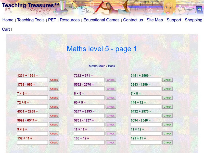 Teaching Treasures: Year Five Math (Page 1) Activity Teaching Treasures: Year Five Math (Page 1) Activity