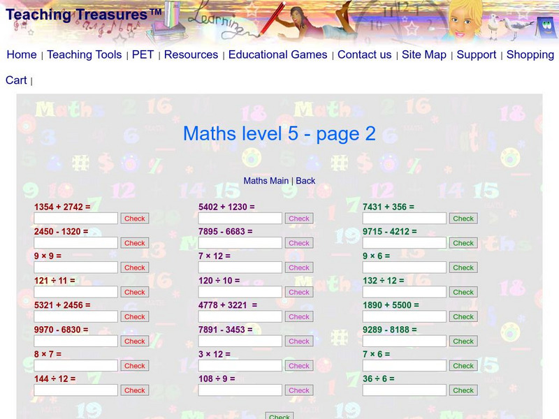 Teaching Treasures: Year Five Math (Page 2) Activity Teaching Treasures: Year Five Math (Page 2) Activity