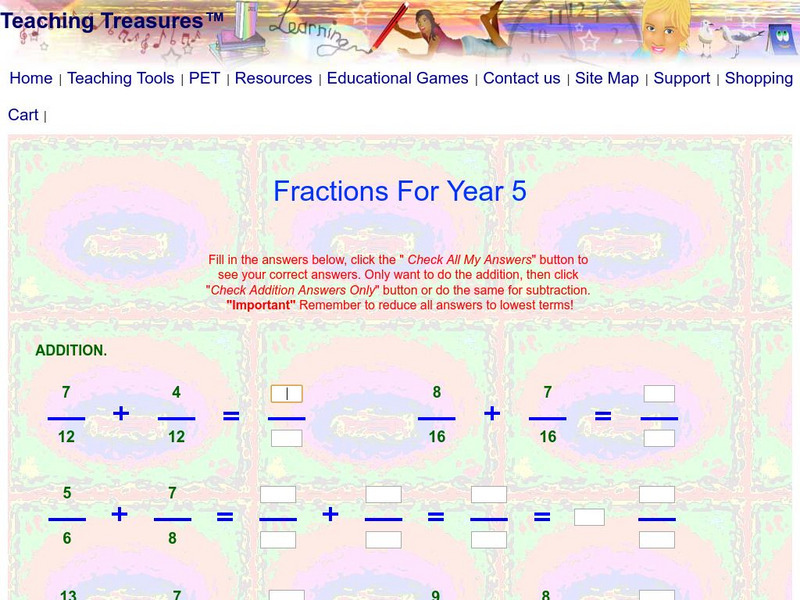 Teaching Treasures: Year Five Math (Page 5) Activity Teaching Treasures: Year Five Math (Page 5) Activity