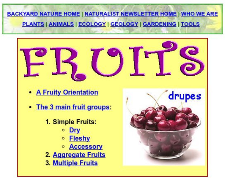 Backyard Nature: Fruits Website
