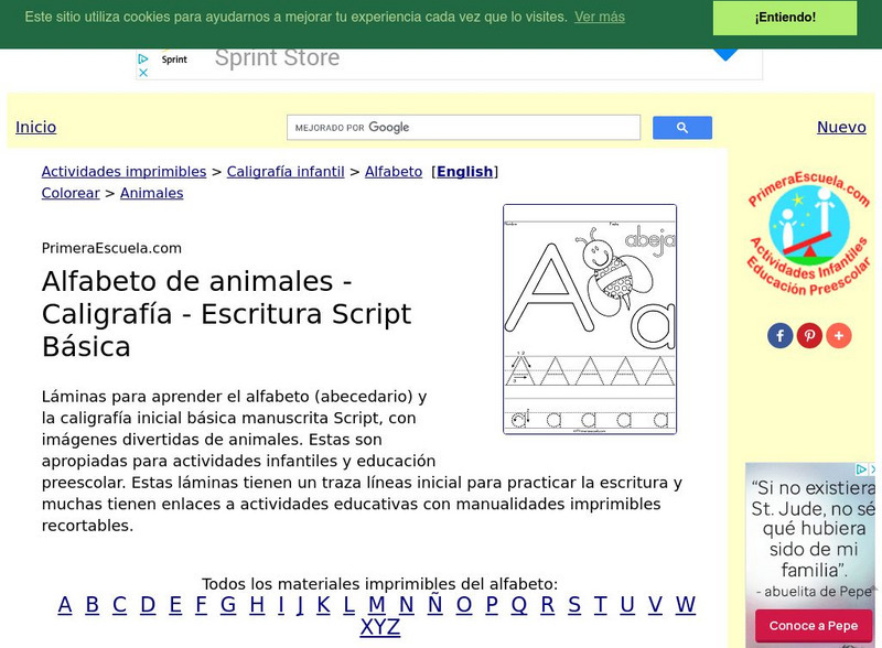 Primera Escuela: Alfabeto De Los Animales Activity Primera Escuela: Alfabeto De Los Animales Activity