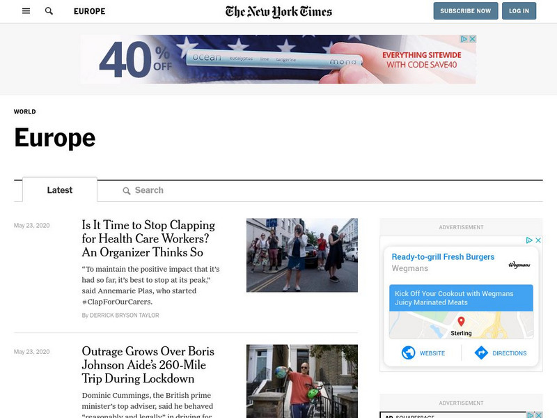 New York Times: Europe Website New York Times: Europe Website