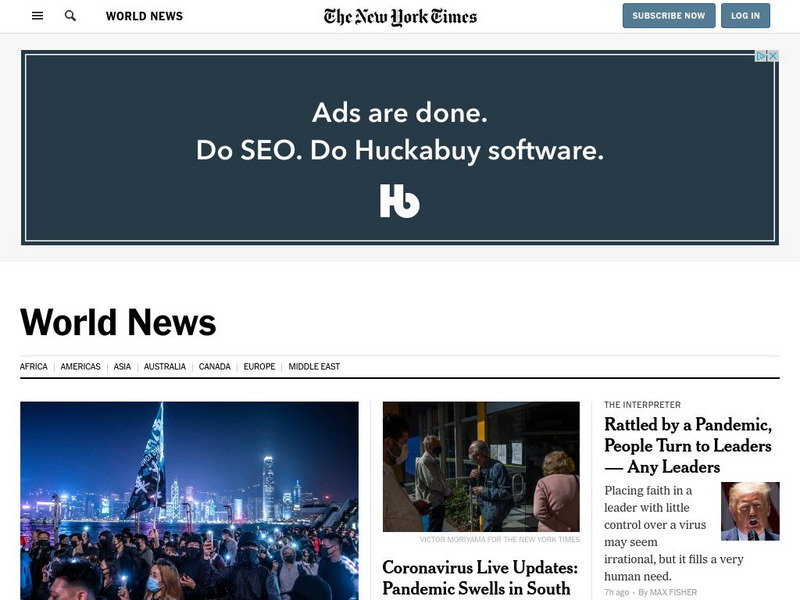 New York Times: International Website New York Times: International Website