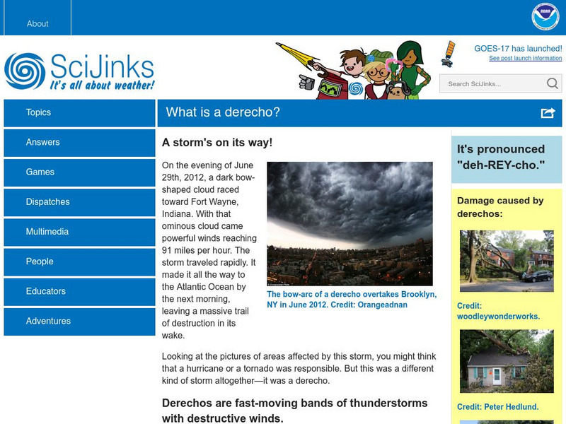 Nasa: Sci Jinks: What's a Derecho? Website